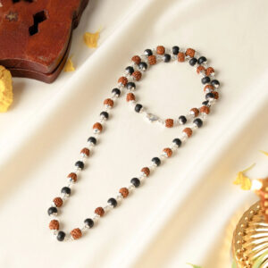 Divya Raksha Rudraksha & Karungali Mala with Silver Capping